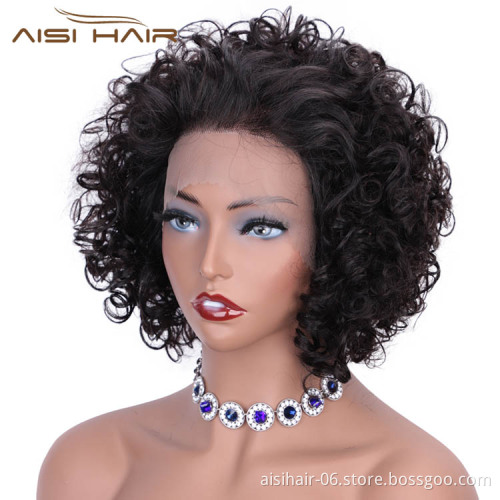 Aisi Hair Brazilian Human Hair Short Pixie Cut Wig Black Lace Front Wig Afro Kinky Curly Lace Front Hair Wigs For Black Women
